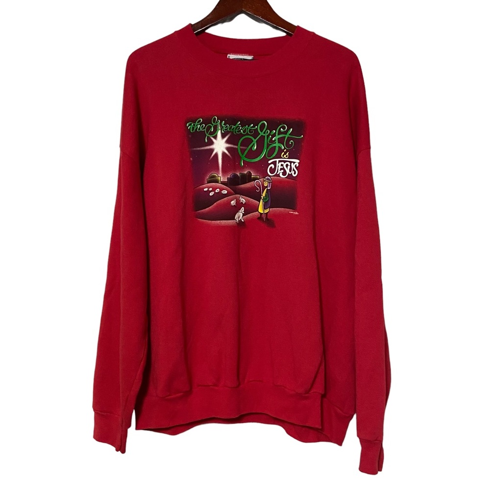 Vintage Lee The Greatest Gift is Jesus Sweatshirt Red